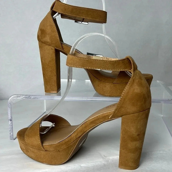 Torrid Platform Tapered Heel Sandal Adjustable Ankle Strap Brown Size 8.5WW - Picture 3 of 16